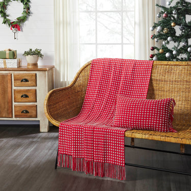 Gallen Red White Woven Throw 50